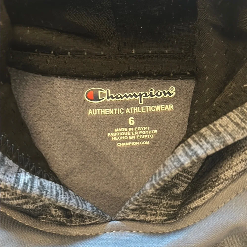 Champion Gray Black Logo Sweatshirt Hoodie Kids